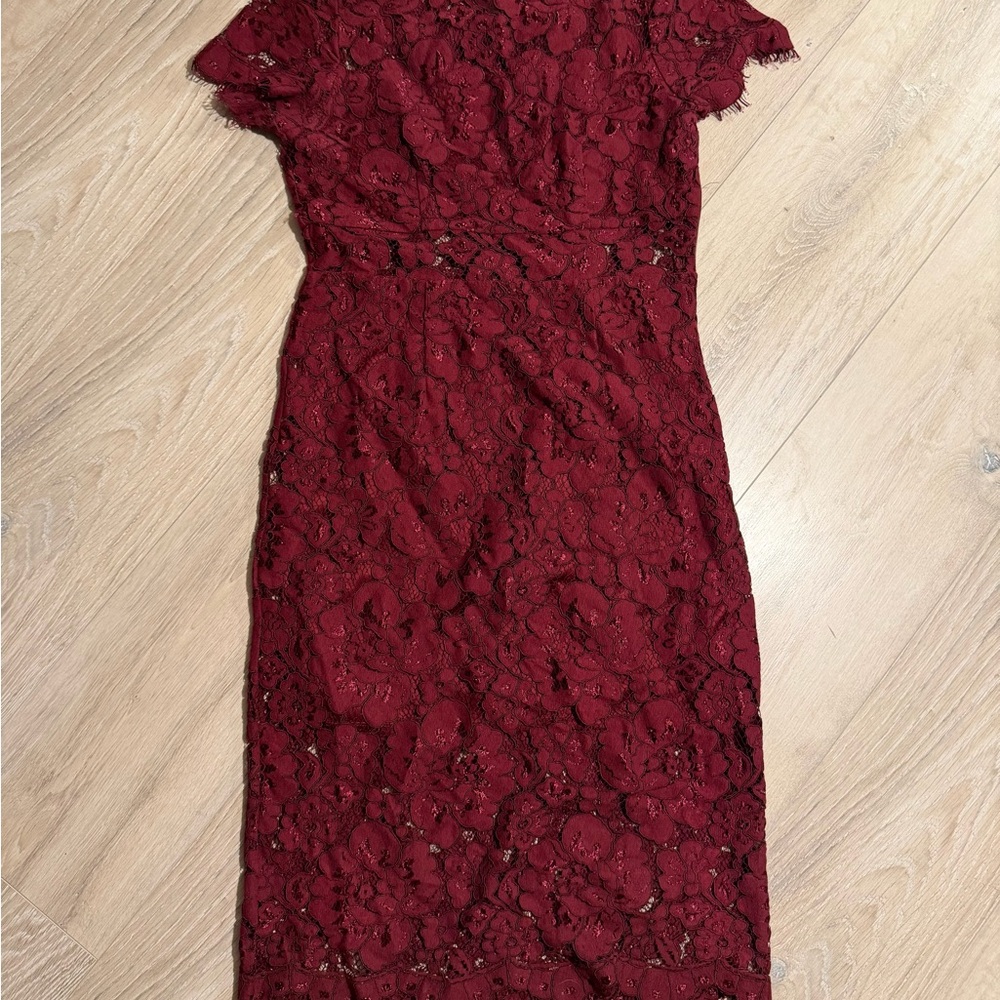 NSR Burgundy Lace Midi Dress